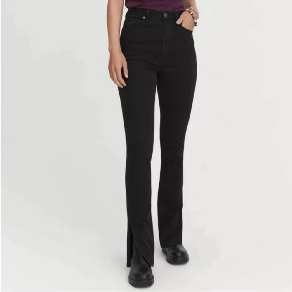 Something navy black side slit jeans